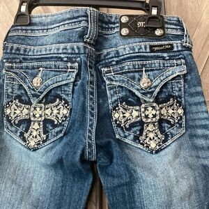 MISS ME Distressed Rhinestones Dark Blue CAPRI  Jeans Kids Girls 
SIZE 10